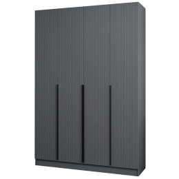 Ντουλάπα Τετράφυλλη Kale Plus 506MNR2491 180x52x210cm Anthracite-Black Τετράφυλλη