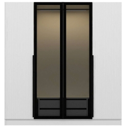 Ντουλάπα Τετράφυλλη Kale Plus 506MNR2495 180x52x210cm White-Black Τετράφυλλη
