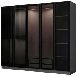 Ντουλάπα Πεντάφυλλη Kale 506MNR2587 225x52x210cm Anthracite-Black Πεντάφυλλη