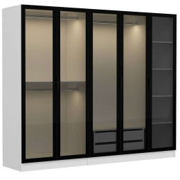 Ντουλάπα Πεντάφυλλη Kale 506MNR2589 225x52x210cm White-Black Πεντάφυλλη