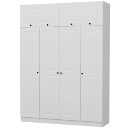 Ντουλάπα Τετράφυλλη Με Πατάρι Kale 506MNR2674 180x52x255cm White Τετράφυλλη