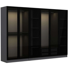 Ντουλάπα Εξάφυλλη Kale 506MNR2728 270x52x210cm Anthracite-Black Εξάφυλλη