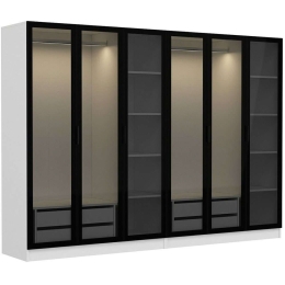 Ντουλάπα Εξάφυλλη Kale 506MNR2735 270x52x210cm White-Black Εξάφυλλη