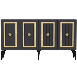 Μπουφές Nora 475OLV1754 150x40x79cm Anthracite-Gold Particle Board, Melamine