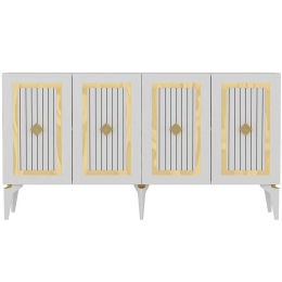 Μπουφές Nora 475OLV1756 150x40x79cm White-Gold Μοριοσανίδα, Μελαμίνη