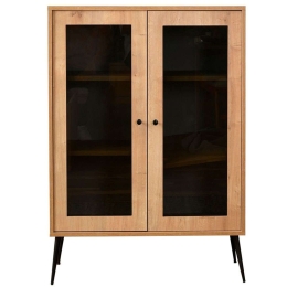 Ντουλάπι Calvin 998VOW1147 90x41x110cm Oak-Black Μοριοσανίδα, Μέταλλο
