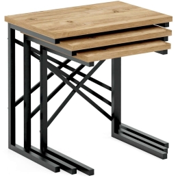 Ζιγκόν (Σετ 3Τμχ) 115DLY1101 37x35x46/45x35x50/53x35x54cm Pine-Black