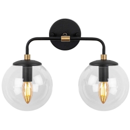 Φωτιστικό Τοίχου - Απλίκα Horn 942FLG2177 37x21x27cm 2xE14 40W Clear-Black Opviq