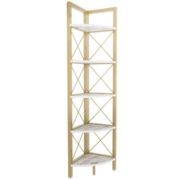 Ραφιέρα Δαπέδου Γωνιακή Remo 322RTC1108 30,5x33x160cm Marble Effect White-Gold