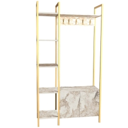 Έπιπλο Εισόδου Doga 322RTC1801 90x35x175cm Marble Effect White Μοριοσανίδα, Μελαμίνη