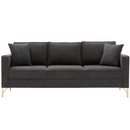 Καναπές Τριθέσιος Berlin 825BLC2795 220x91x83cm Anthracite-Gold