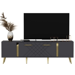Έπιπλο Τηλεόρασης Detas 475OLV1138 150x35x48,2cm Anthracite-Gold
