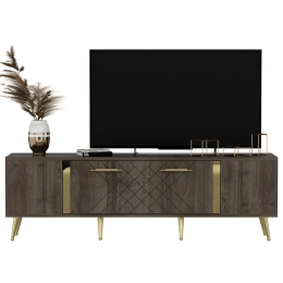 Έπιπλο Τηλεόρασης Detas 475OLV1140 150x35x48,2cm Walnut-Gold