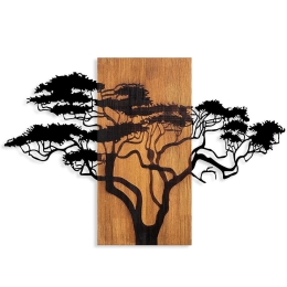 Διακοσμητικό Τοίχου Acacia Tree 891TNL3152 89x58cm Walnut-Black Wallity Μέταλλο,Ξύλο