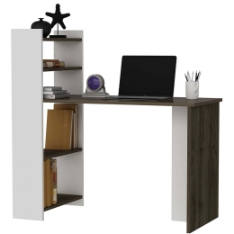 Γραφείο Με Βιβλιοθήκη Enna 475OLV1218 110x50x110cm Walnut-White