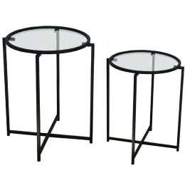 Τραπεζάκια Βοηθητικά (Σετ 2Τμχ) 552NOS1451 50x50x60/50x50x50cm Clear-Black