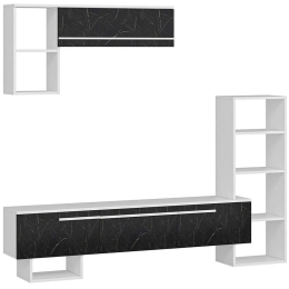 Σύνθεση Τηλεόρασης Mega 505CRL1702 209x27,7x123,6cm Marble Effect Black-White