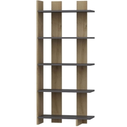 Βιβλιοθήκη Elas 475OLV2121 62x25x150cm Anthracite-Oak