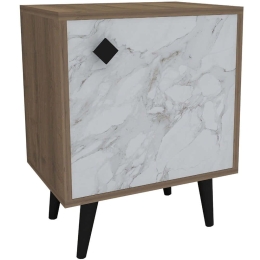 Κομοδίνο Hastikoz 854KLN3315 45x35x65cm Marble Effect White-Dark Oak