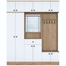 Έπιπλο Εισόδου 893RAN5428 179,4x35,5x226,4cm Walnut-White Μοριοσανίδα, Μελαμίνη