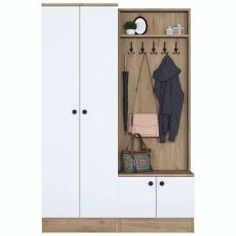 Έπιπλο Εισόδου 893RAN1727 119,6x35,5x182,8cm White-Walnut Μοριοσανίδα, Μελαμίνη