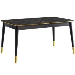 Τραπέζι Επεκτεινόμενο Flora 974NMB1523 146/181x90x78cm Black-Gold Πλαστικό,Μοριοσανίδα
