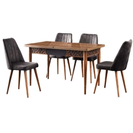 Τραπέζι Επεκτεινόμενο Mira 974NMB1528 130/160x80x75cm Walnut-Anthracite Πλαστικό,Μοριοσανίδα
