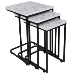 Ζιγκόν (Σετ 3Τμχ) 974NMB1236 41x46x48,8/36x44x53,8/31x42x59cm Marble Effect White-Black