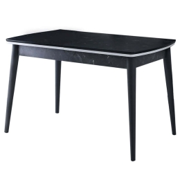 Τραπέζι Επεκτεινόμενο Vega 974NMB1539 130/160x80x75cm Marble Effect Black-White Πλαστικό,Mdf