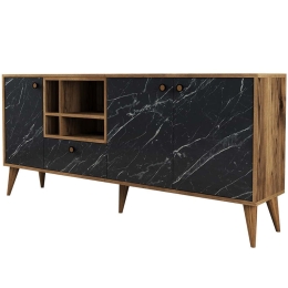 Μπουφές Napoli 845HCT5339 180x35x81cm Marble Effect Black Πλαστικό,Μοριοσανίδα