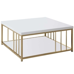 Τραπέζι Σαλονιού Zenn 618BLY1134 90x90x40cm White-Gold