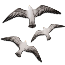 Διακοσμητικό Τοίχου Flying Seagulls (Σετ 3Τμχ) 565TNL1179 30x2x11/24x2x9/19x2x7cm Multi-White Aberto Design Πολυέστερ