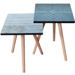 Τραπεζάκια Βοηθητικά (Σετ 2Τμχ) 481LNA2235 35x35x47/42cm Blue-Brown