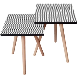 Τραπεζάκια Βοηθητικά (Σετ 2Τμχ) 481LNA2464 35x35x47/42cm White-Black