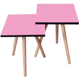 Τραπεζάκια Βοηθητικά (Σετ 2Τμχ) 481LNA2471 35x35x47/42cm Pink-White