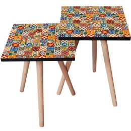 Τραπεζάκια Βοηθητικά (Σετ 2Τμχ) 481LNA2566 35x35x47/42cm Multi