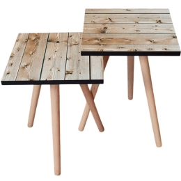 Τραπεζάκια Βοηθητικά (Σετ 2Τμχ) 481LNA2590 35x35x47/42cm Natural