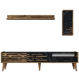 Σύνθεση Τηλεόρασης Valensiya 845HCT5347 180x35x45cm Marble Effect Black-Walnut