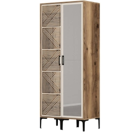 Ντουλάπα Δίφυλλη Kumsal 845HCT5421 80x47,5x201,4cm Walnut-Cream Δίφυλλη