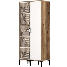 Ντουλάπα Δίφυλλη Kumsal 845HCT5425 80x47,5x201,4cm Walnut-White Δίφυλλη