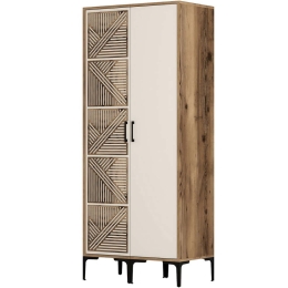 Ντουλάπα Δίφυλλη Kumsal 845HCT5426 80x47,5x201,4cm Walnut-Cream Δίφυλλη