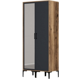 Ντουλάπα Δίφυλλη Kumsal 845HCT5429 80x47,5x201,4cm Walnut-Anthracite Δίφυλλη