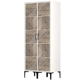 Ντουλάπα Δίφυλλη Kumsal 845HCT5443 80x47,5x201,4cm White-Walnut Δίφυλλη