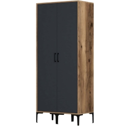 Ντουλάπα Δίφυλλη Kumsal 845HCT5444 80x47,5x201,4cm Walnut-Anthracite Δίφυλλη