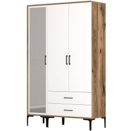 Ντουλάπα Τρίφυλλη Kumsal 845HCT5455 120x47,5x201,4cm Walnut-White Τρίφυλλη