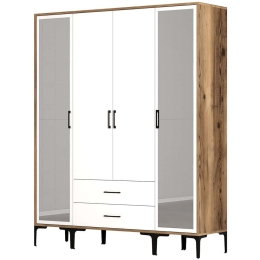 Ντουλάπα Τετράφυλλη Kumsal 845HCT5475 160x47,5x201,4cm Walnut-White Τετράφυλλη