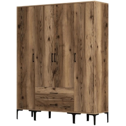 Ντουλάπα Τετράφυλλη Kumsal 845HCT5482 160x47,5x201,4cm Walnut Τετράφυλλη