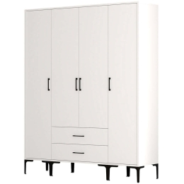 Ντουλάπα Τετράφυλλη Kumsal 845HCT5483 160x47,5x201,4cm White Τετράφυλλη