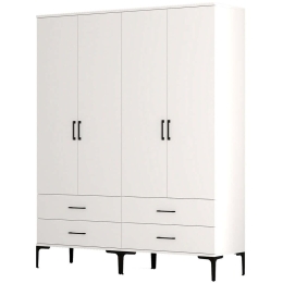 Ντουλάπα Τετράφυλλη Kumsal 845HCT5488 160x47,5x201,4cm White Τετράφυλλη