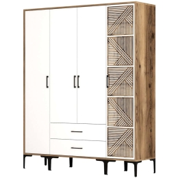 Ντουλάπα Τετράφυλλη Kumsal 845HCT5490 160x47,5x201,4cm Walnut-White Τετράφυλλη